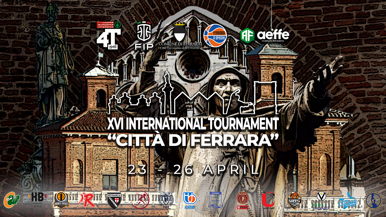Dal 23 al 26 aprile il XVI International Tournament “Città di Ferrara”